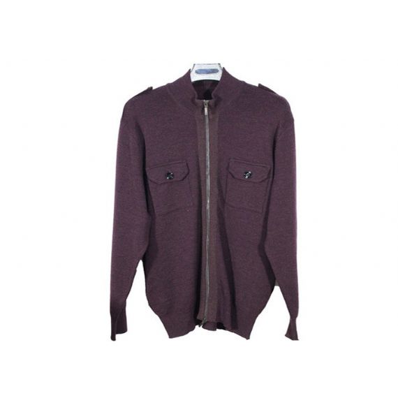 Camisolas de malha com gola dois bolsos masculinas cardigan com zíper completo para inverno outono - 11989716