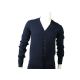 Suéter de malha masculina com decote em v botão cardigan azul marinho acrílico masculino com cabo de malha suéter - 11997493