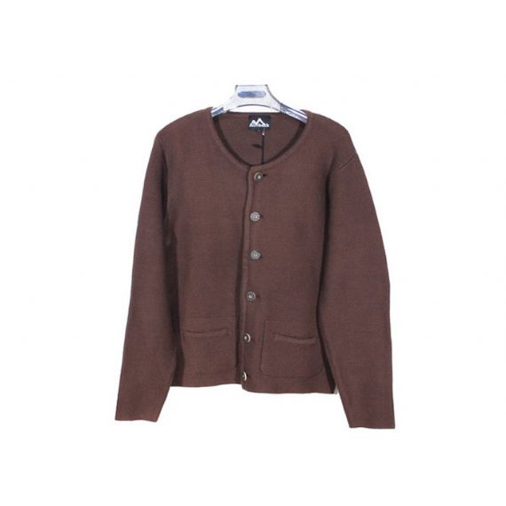 7GG cor marrom padrão liso botão cabo suéter de malha cardigan para inverno - 11998924