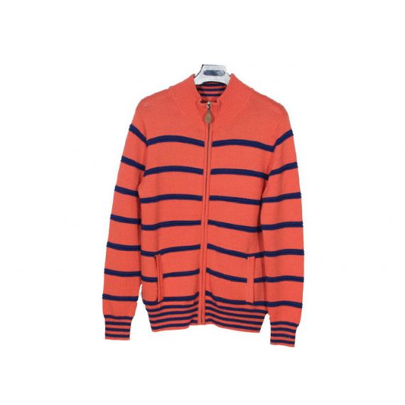 Suéter Cardigan com zíper Bonito Suéter Mens Listrado Laranja Cardigan Médio - 11999716