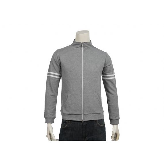 Suéter masculino de malha de primavera cinza com cabo de malha cardigan design 100% acrílico com zíperes - 12316575