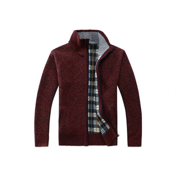 Suéter cardigan masculino de malha respirável outono com zíper - 13243953