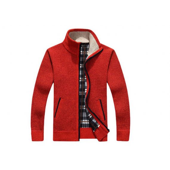 Suéter cardigan masculino de malha respirável outono com zíper - 13243953