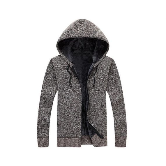 Suéter masculino de malha ISO M L XL decote em V com zíper - 13245159