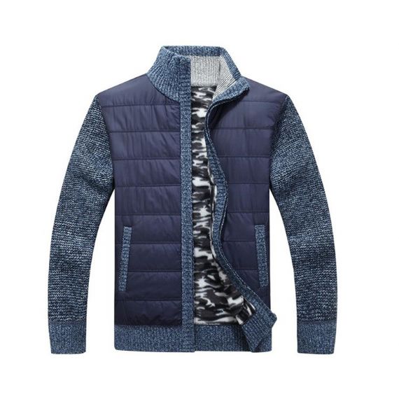 Jaqueta cardigan tricotada de retalhos L XL XXL Muscle Fit - 13246192