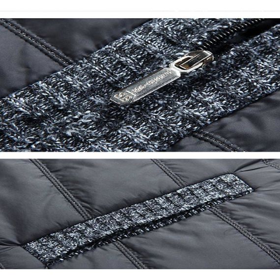 Jaqueta cardigan tricotada de retalhos L XL XXL Muscle Fit - 13246192