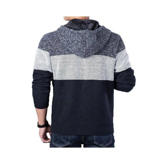 Suéter de malha aconchegante com capuz com zíper combinando com cores de inverno - 13246228