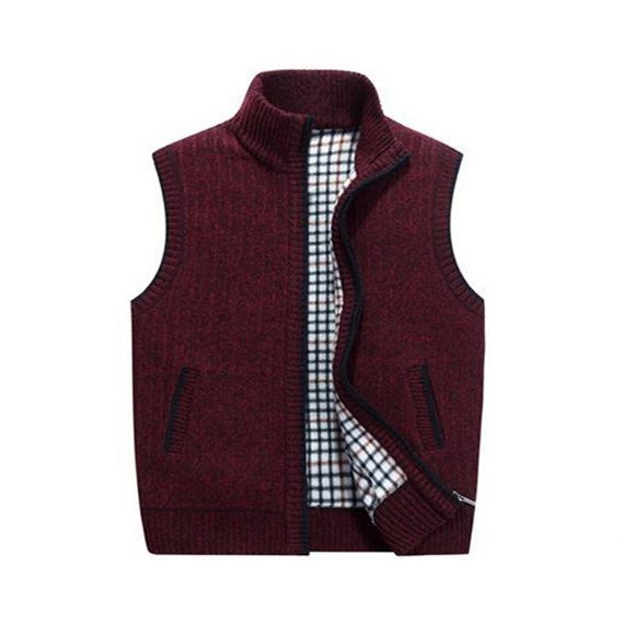 Coletes de suéter sem mangas de malha grossa com gola de pé - 13246278