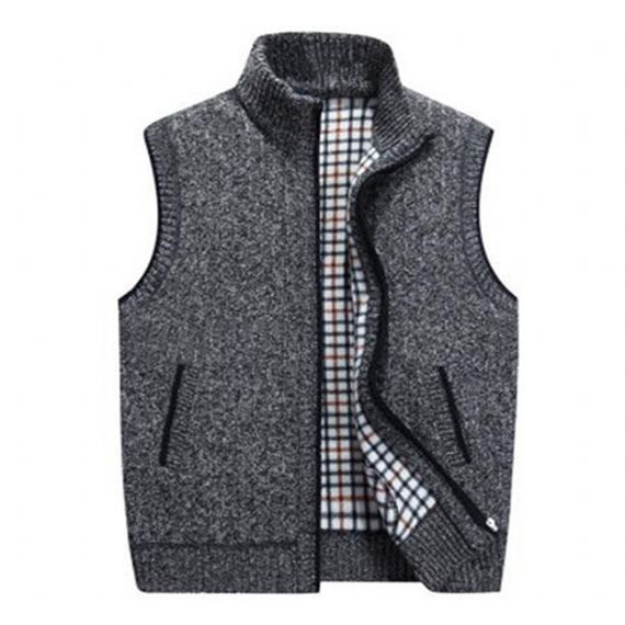 Coletes de suéter sem mangas de malha grossa com gola de pé - 13246278