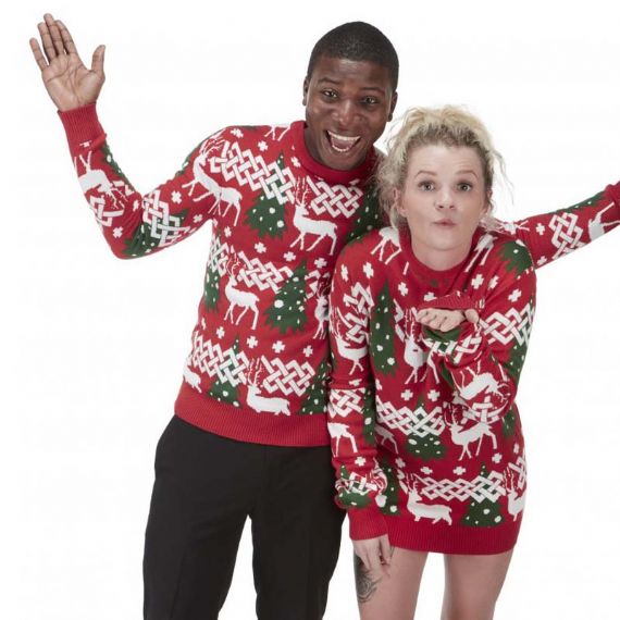 Lindos suéteres de Natal com design jacquard para casais - 11153750