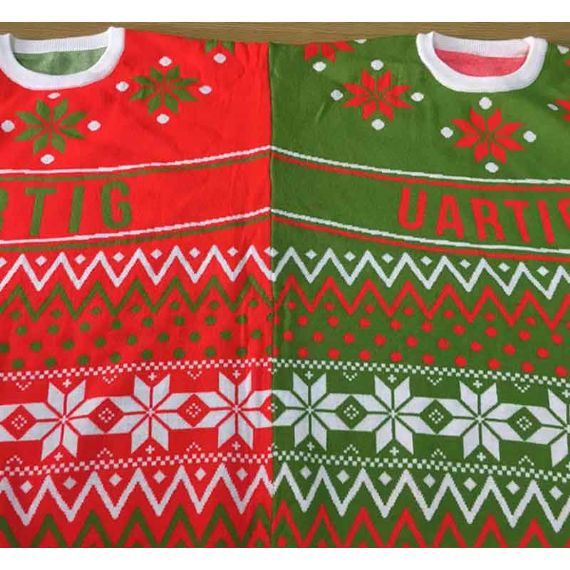 Suéter de Natal com duas cabeças para festa - 11655718