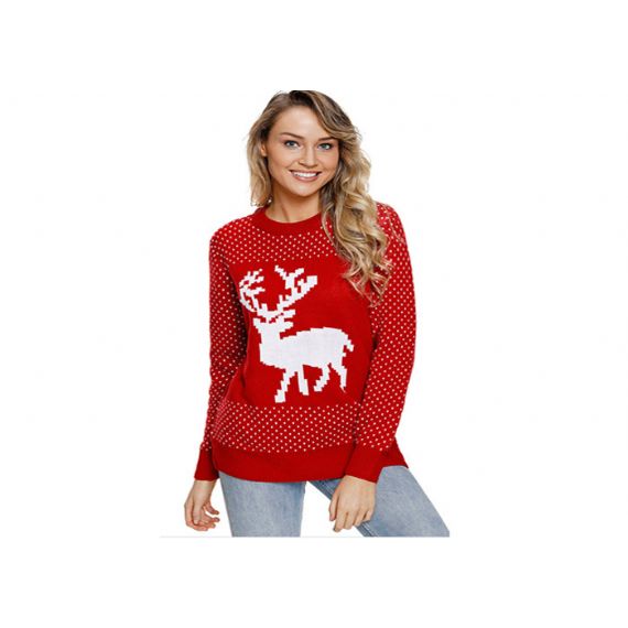 Suéter de malha de Natal Elk Feminino 12 GG Nylon/Materiais Acrílicos Pulôver - 11153740