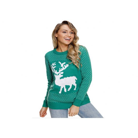 Suéter de malha de Natal Elk Feminino 12 GG Nylon/Materiais Acrílicos Pulôver - 11153740