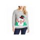 Suéter feminino bonito pulôver cinza feio Natal boneco de neve engraçado padrão - 11153755