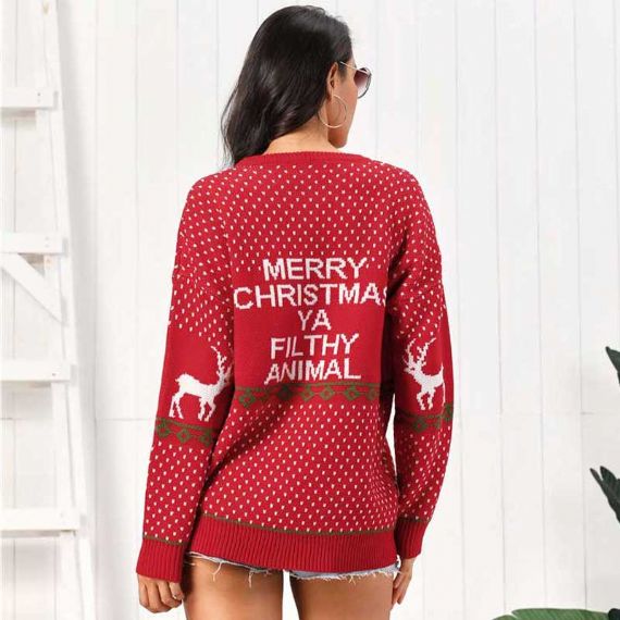 Suéter de Natal Feio Branco Tricô Padrões 12 GG Feminino - 11153764