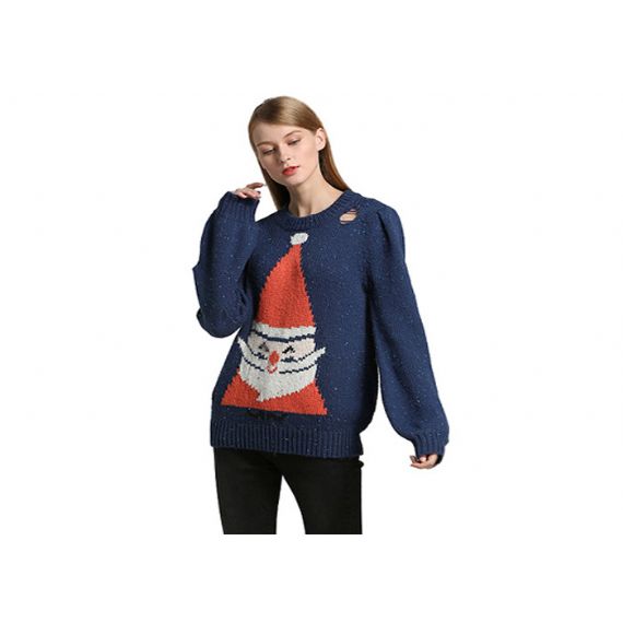 Suéter de Natal Papai Noel Buraco Feminino, Suéter de Suéter de Natal - 11153765
