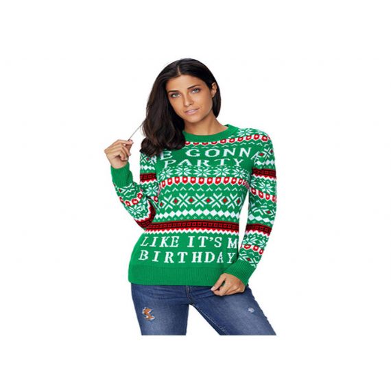 Suéter de Natal feio de malha fina para mulheres - 11153768