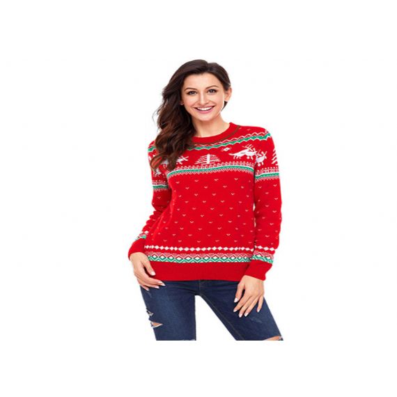 Suéter feminino plus size feio de natal gola redonda manga longa suéter pulôver feminino - 11153771