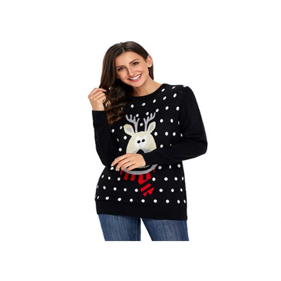 Suéter feminino de Natal com gola redonda e feio - 11153773