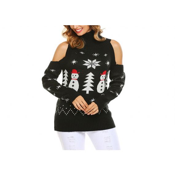 Suéter Feminino Vermelho Verde Preto Sem Ombro Gola Alta Feia - 11153781