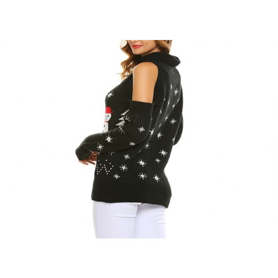 Suéter Feminino Vermelho Verde Preto Sem Ombro Gola Alta Feia - 11153781