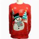 Suéter Boneco de Neve Papai Noel Vermelho Preto Tricô Padrão Feio Suéter de Natal - 11153790