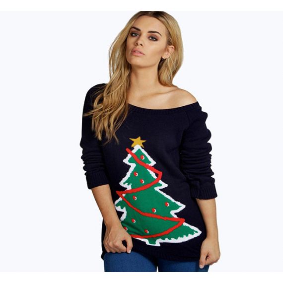 Atacadista Feminino Suéter Feio Tricotizado Para Árvore de Natal Plus Size - 11153799