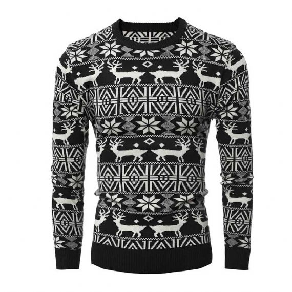 Suéter 12 gg Jacquard Feio Rena Feia Masculina Vermelha de Natal - 11179964