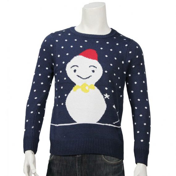 Suéter de Natal personalizado 12gg acrílico jacquard tricotado boneco de neve - 11655384