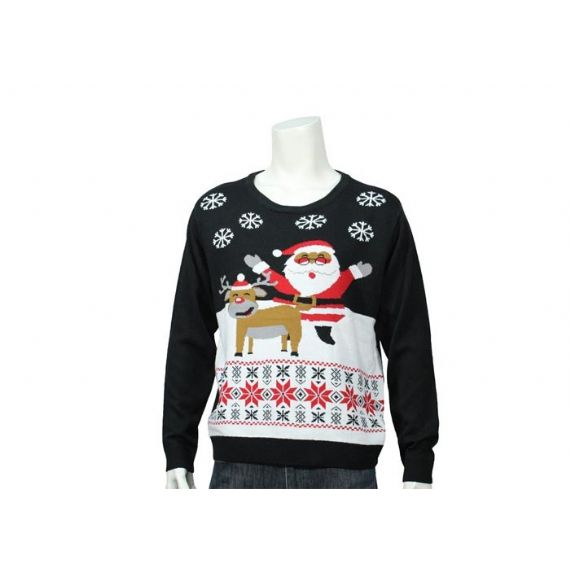 Suéter masculino de Natal de Papai Noel e renas - 11656296