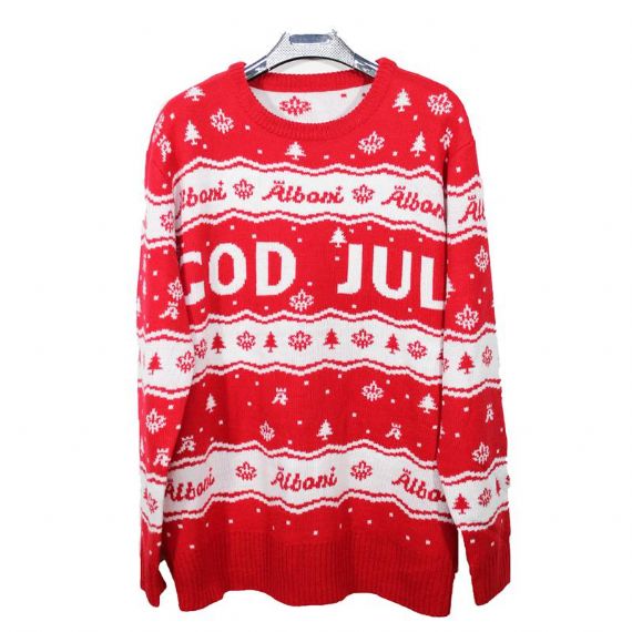Suéteres masculinos de natal com letras jacquard vermelho e branco melhor fornecedor - 11667696