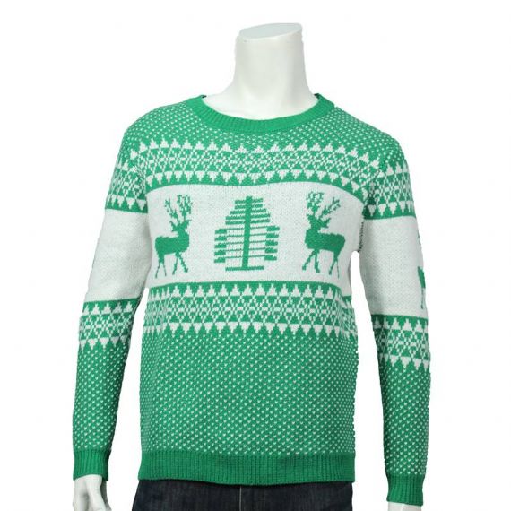 Suéter Masculino Inverno Algodão Verde Manga Longa Rena Feia Natal - 12133882