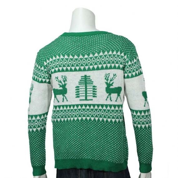 Suéter Masculino Inverno Algodão Verde Manga Longa Rena Feia Natal - 12133882