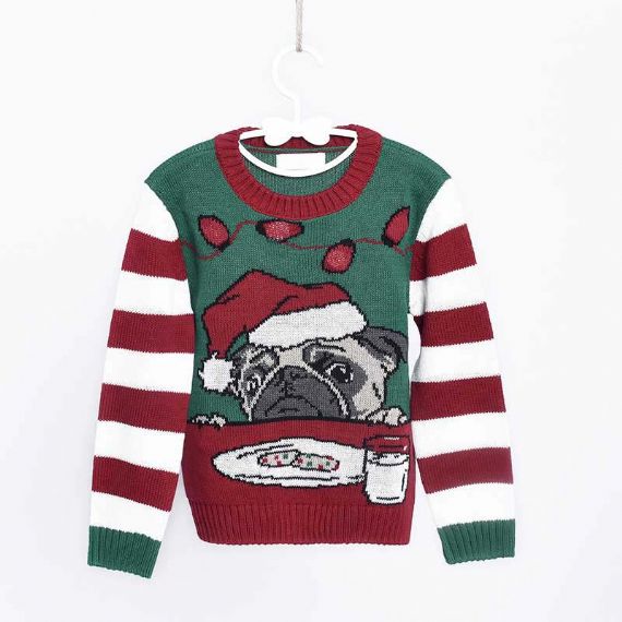 Suéter de Natal Feio de Pug para Meninas - XK17