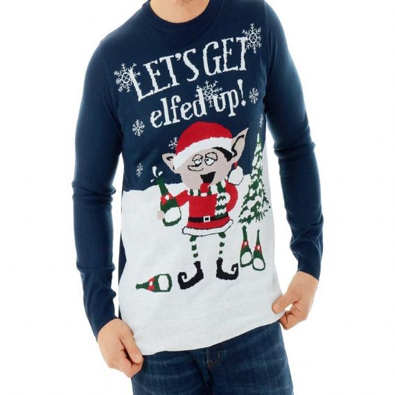 Suéteres con cuello redondo de punto jacquard Get Drunk Elfed Up - 11179941