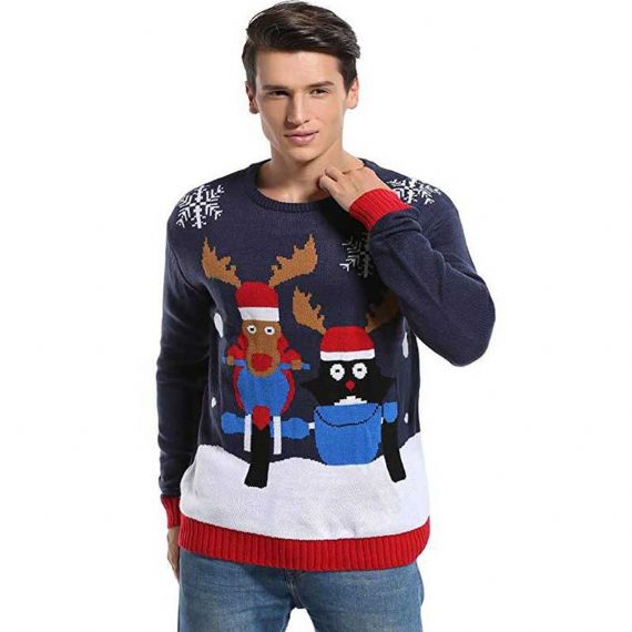 Suéter navideño divertido de carreras de renos para hombre - 11179942