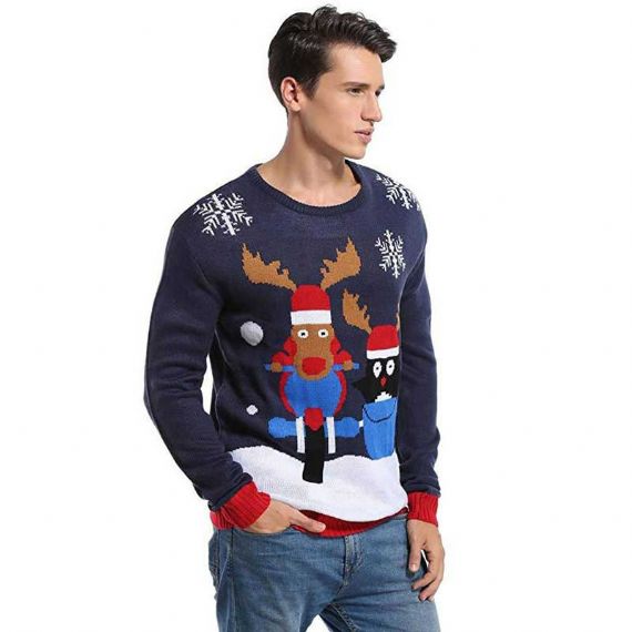 Suéter navideño divertido de carreras de renos para hombre - 11179942