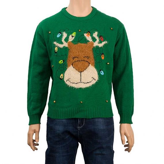 Suéteres de acrílico hechos punto Navidad de Santa feo rojo unisex del diseño para el partido - 11179945