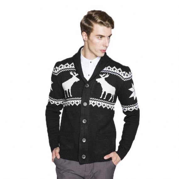 Cárdigan de Navidad para hombre con cuello chal tejido de calibre pesado - 11179954