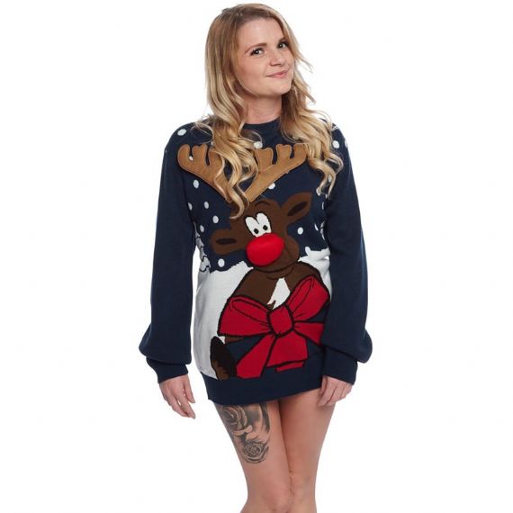 Suéter de Navidad feo unisex 3D Elk Horn - 11179962