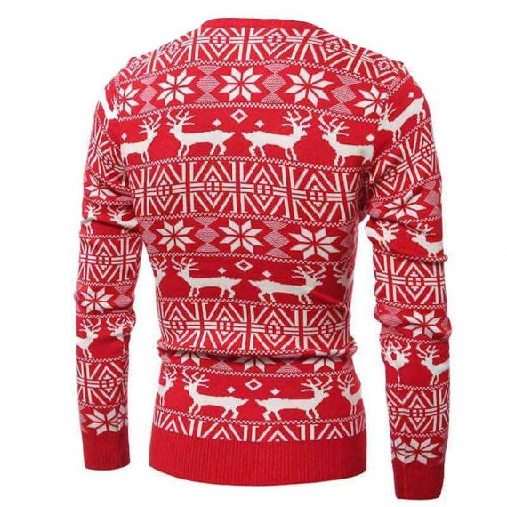 Custom 12gg Jacquard Ugly Reindeer suéter rojo de Navidad para hombre - 11179964