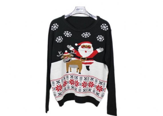 Suéter de Navidad para hombre con Papá Noel y renos - 11656296