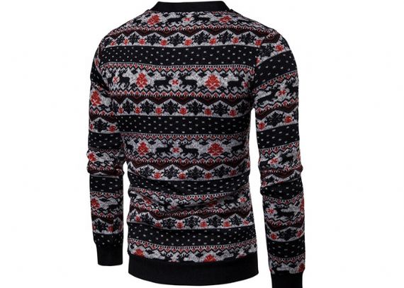 Algodón Acrílico Estampado completo Suéter navideño feo Cuello en V Botón Cárdigan Suéteres navideños - 11658034