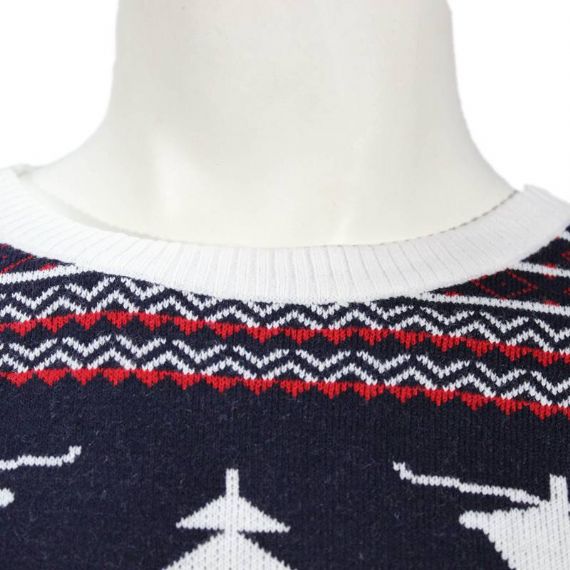 Jersey navideño de pino reno 100% algodón para hombre en azul marino y blanco - 11665656