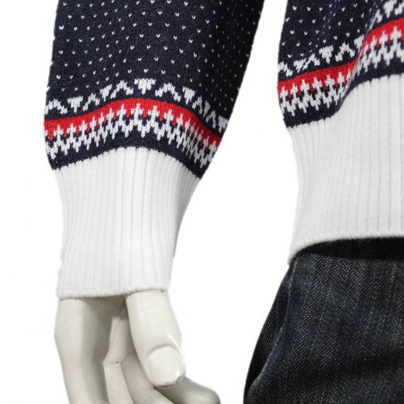 Jersey navideño de pino reno 100% algodón para hombre en azul marino y blanco - 11665656