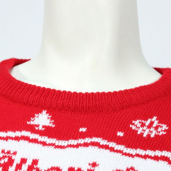 Cuello redondo de jacquard de letras rojas y blancas El mejor proveedor de suéteres navideños para hombre - 11667696