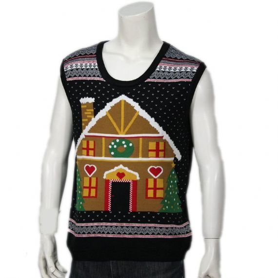 Chimenea de novedad personalizada chaleco sin mangas de Navidad hecho punto - 12128010