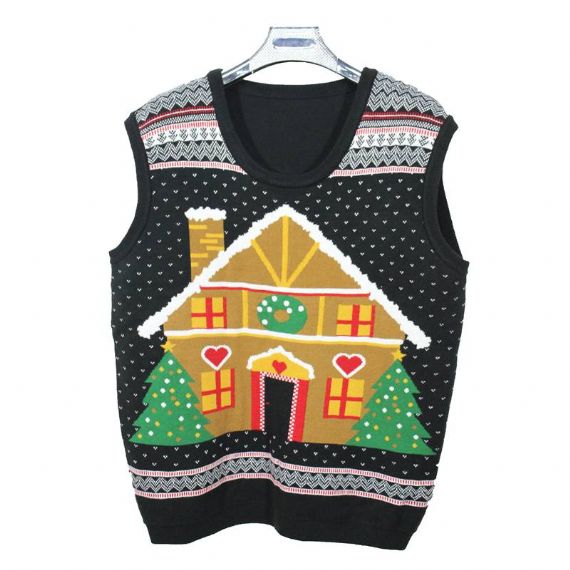 Chimenea de novedad personalizada chaleco sin mangas de Navidad hecho punto - 12128010