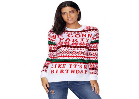 Jersey navideño feo tejido de calibre fino para mujer - 11153768