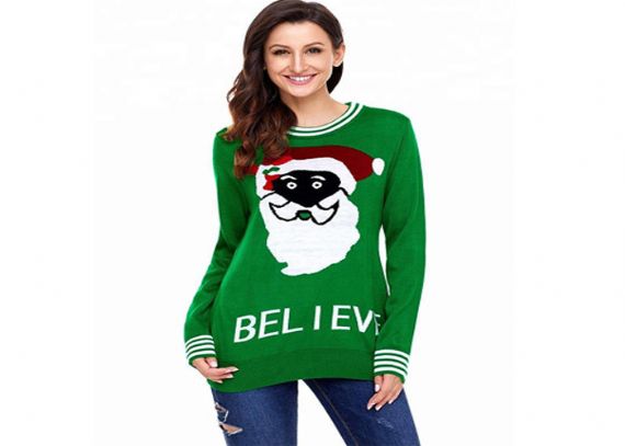 Suéter feo de la Navidad del modelo que hace punto de encargo Jersey de manga larga del estilo de Europa - 11153777